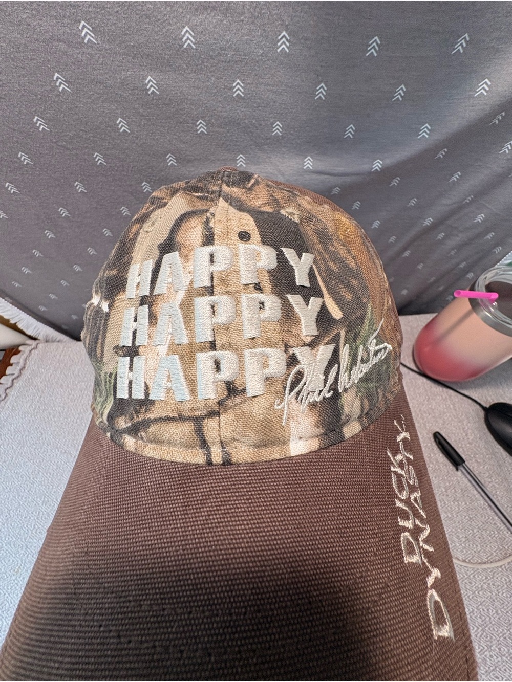 Duck Dynasty Happy Happy Happy Camo Baseball Cap - Brown